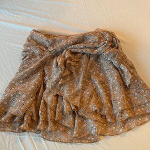 Aerie Gold Ruched Wrap Mini Skirt